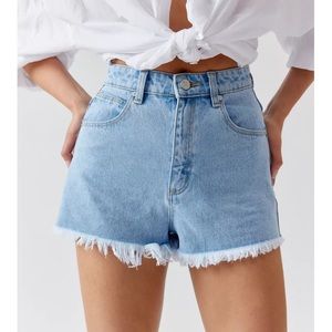 Abrand denim shorts. High-waisted. 12/30